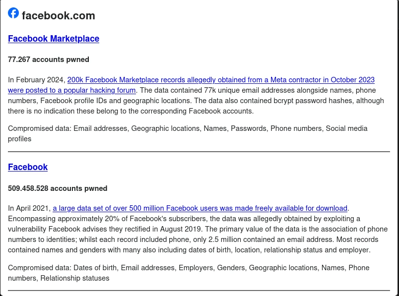 Datenleck bei Facebook