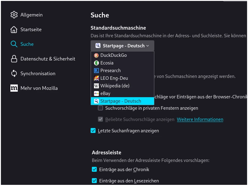 Übersicht der Aktiven Suchmaschinen