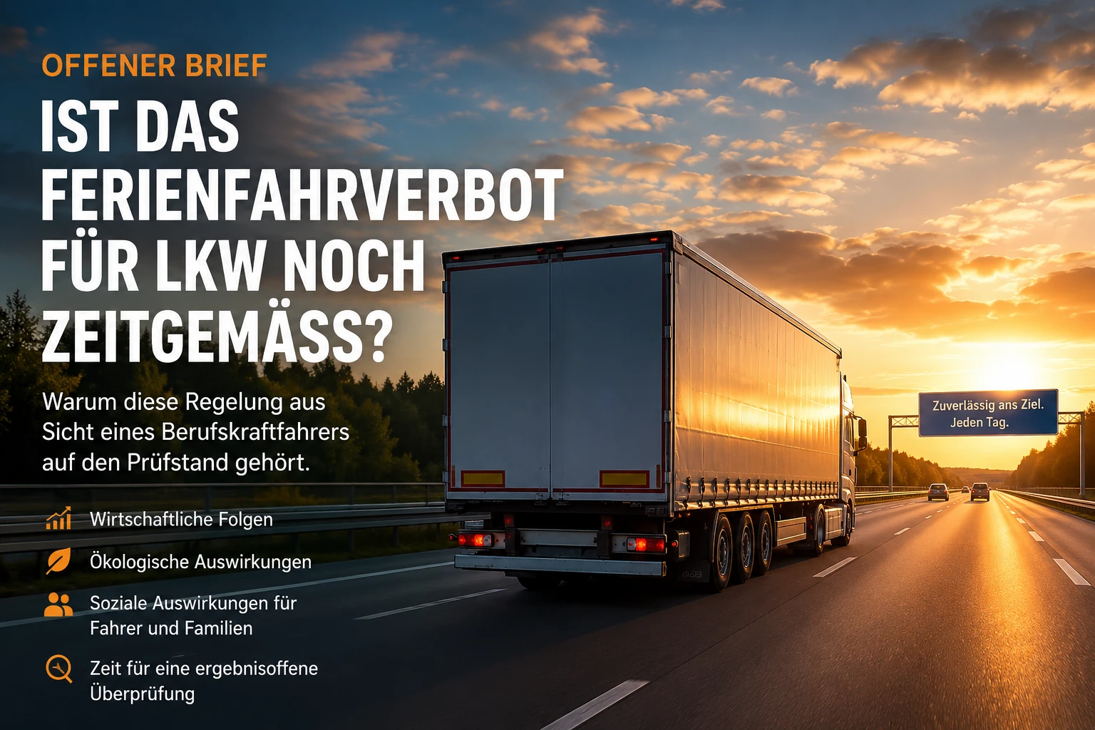 Featured image of post Offener Brief: Ist das Ferienfahrverbot für Lkw noch zeitgemäß?