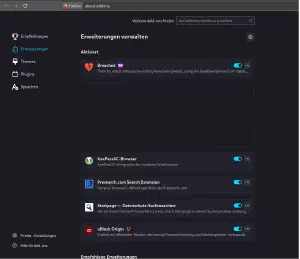 Meine installierten Add-ons