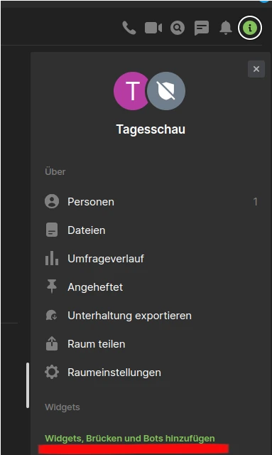 Raumeinstellungen im Schildi Client